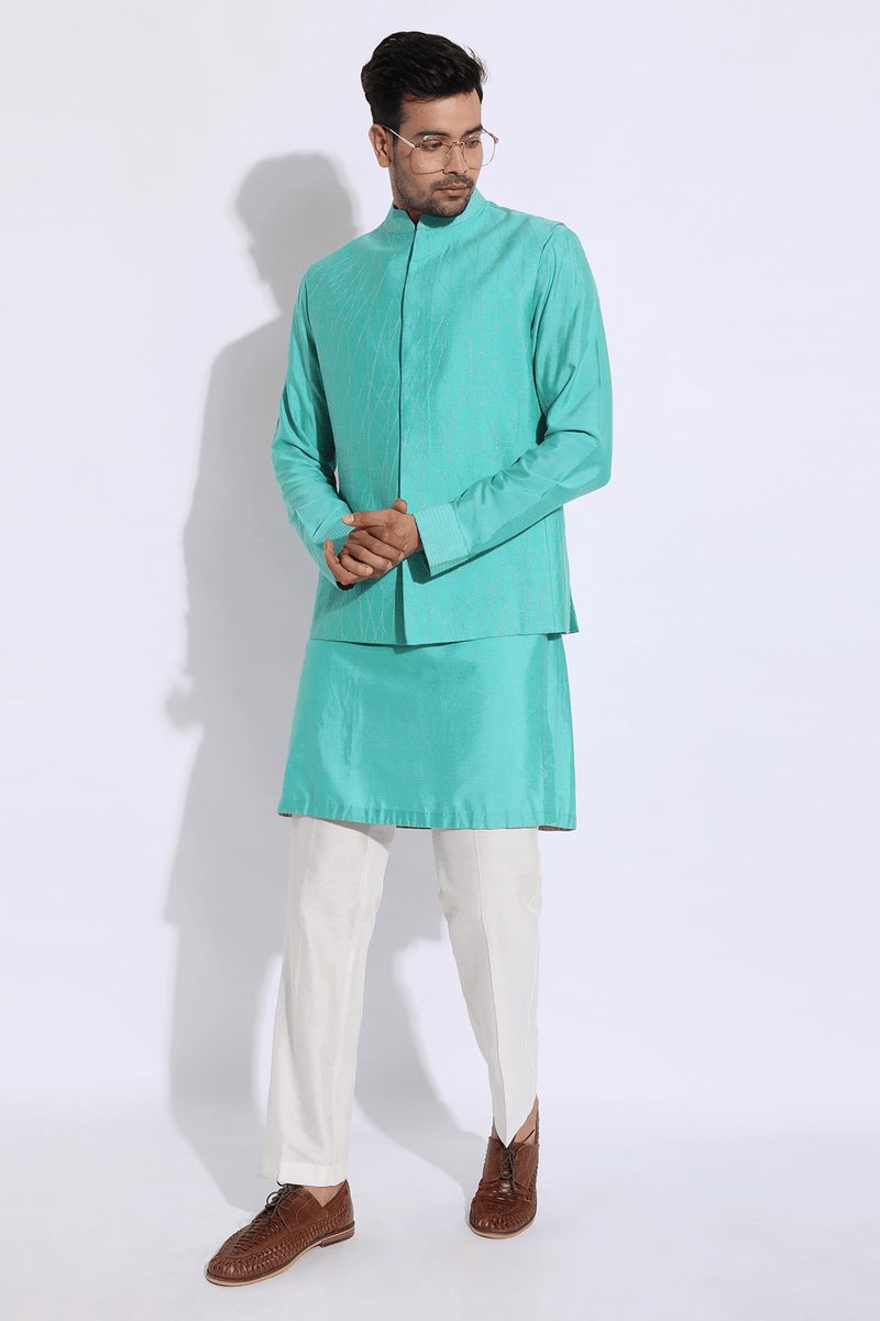 Golden Zari Textured Bandi Jacket - Kunal Anil Tanna