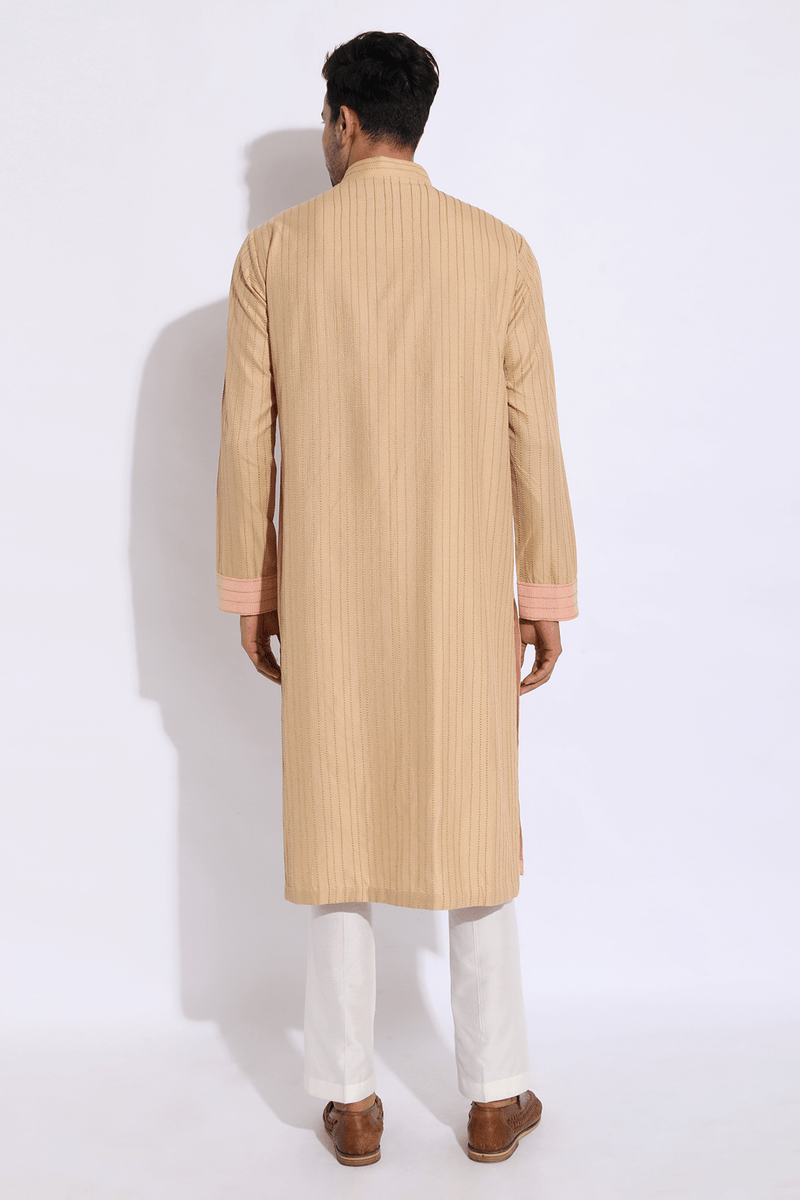 Beige with thread texture Kurta Set (Express Delivery) - Kunal Anil Tanna