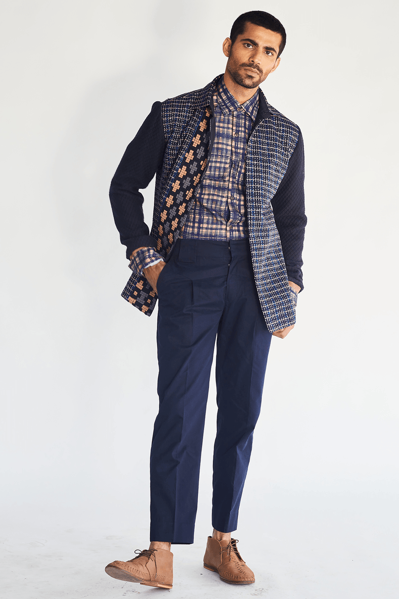 Textured Jacket with Printed Shirt and Pants - Kunal Anil Tanna