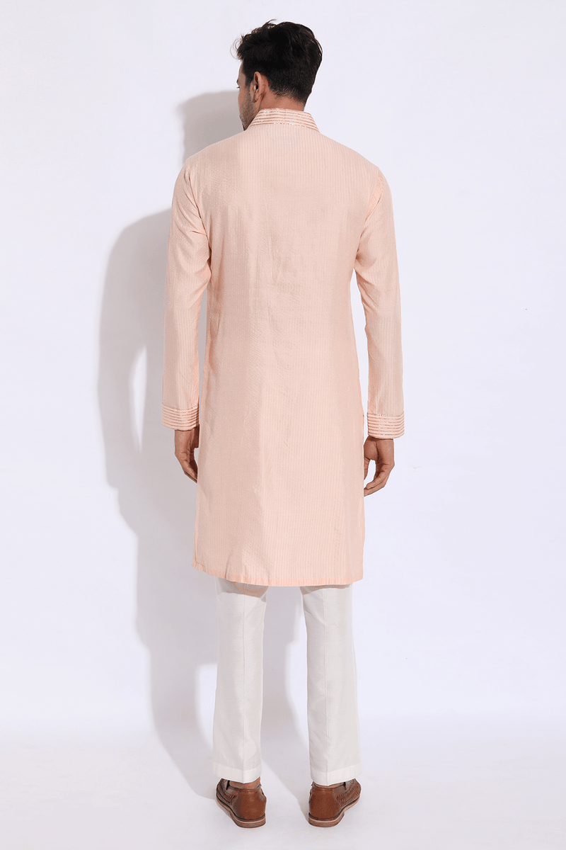 Light peach with thread embroidery Kurta set - Kunal Anil Tanna