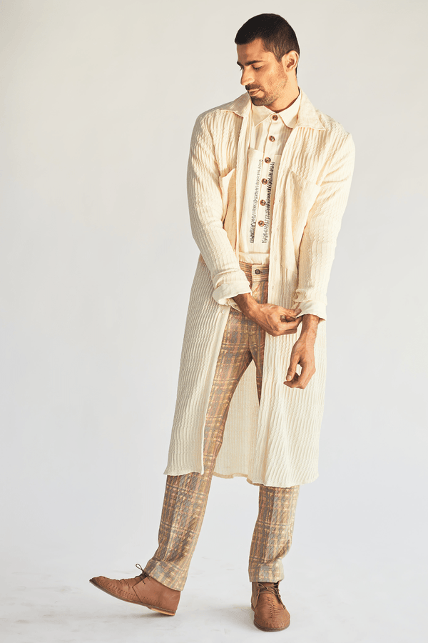 Textured Long Shirt Jacket - Kunal Anil Tanna