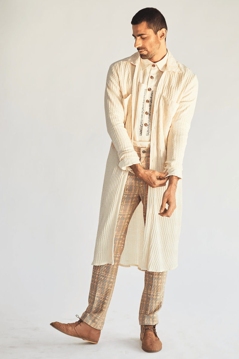 Textured Long Shirt Jacket - Kunal Anil Tanna