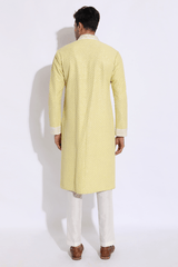 Light yellow embroidered kurta set - Kunal Anil Tanna