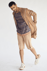 Jacket with sketchy Prints Pullover Tunics and Checked Shorts - Kunal Anil Tanna