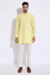 Light Yellow Short Kurta Set - Kunal Anil Tanna