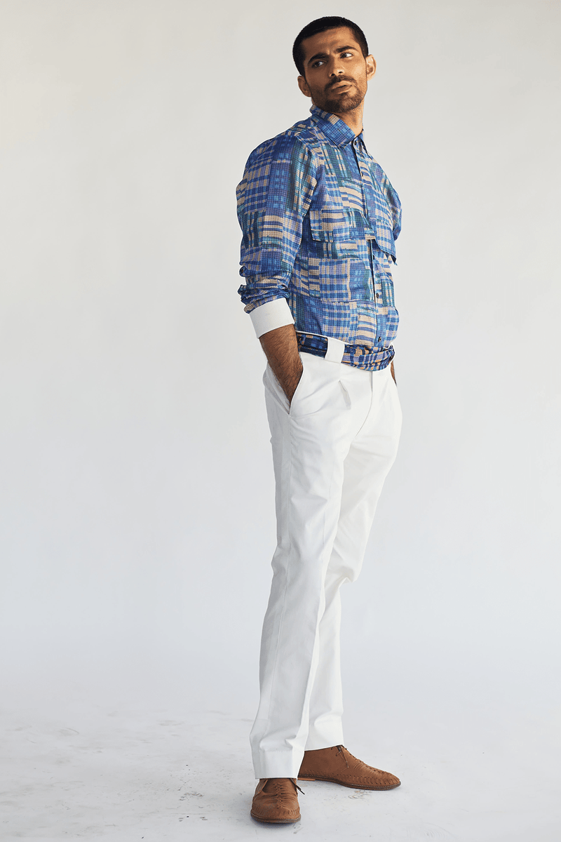 Boxy Prints Jacket with Kota Shirt & White Shirt (Express Delivery) - Kunal Anil Tanna