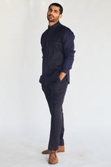 Blue Textured Trousers - Kunal Anil Tanna
