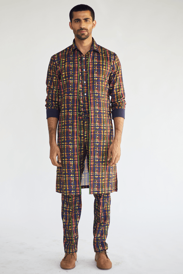 Multi Colored Mesh Print Kurta - Kunal Anil Tanna