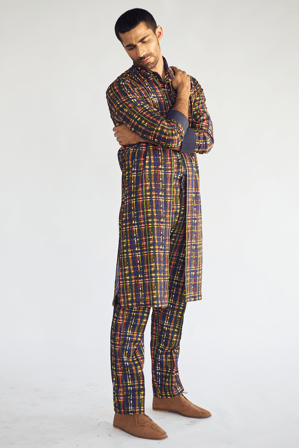 Multi Colored Mesh Print Kurta - Kunal Anil Tanna