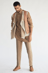 Waistcoat with mock layered Kurta & Trouser - Kunal Anil Tanna