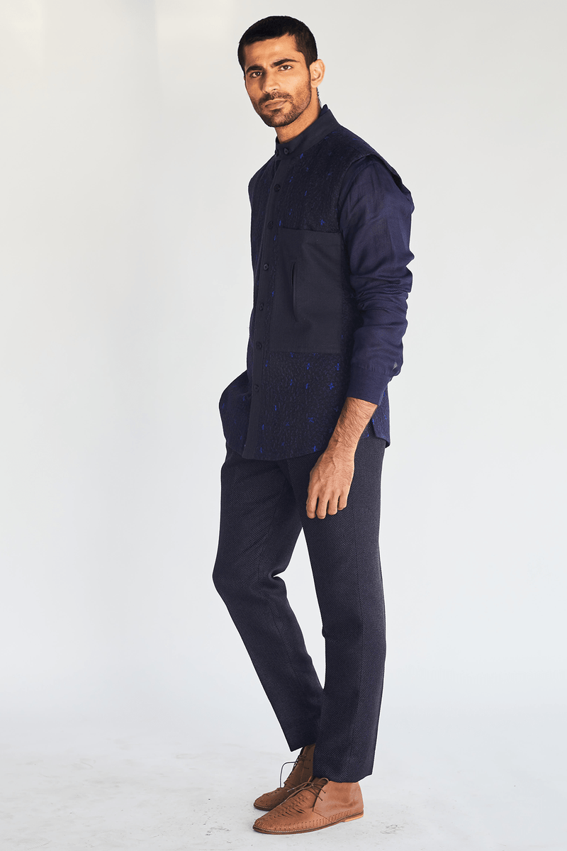 Textured Bandi Jacket with Kurta and Pants (Express Delivery) - Kunal Anil Tanna