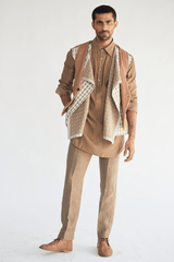 Waistcoat with mock layered Kurta & Trouser - Kunal Anil Tanna