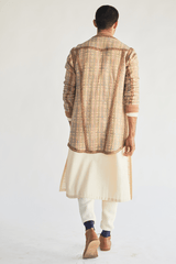 Printed Jacket with Ivory Kurta and Quilted Pants - Kunal Anil Tanna
