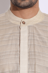 Ivory Kurta with Peach Aligarhi Set - Kunal Anil Tanna