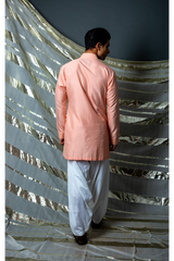 Peach layered kurta with off white salwar - Kunal Anil Tanna