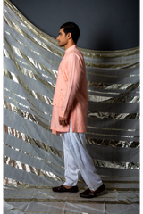 Peach layered kurta with off white salwar - Kunal Anil Tanna