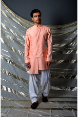 Peach layered kurta with off white salwar - Kunal Anil Tanna