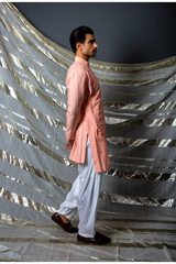 Peach layered kurta with off white salwar - Kunal Anil Tanna