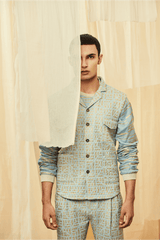 Blue Bandi Jacket with a Blue Poloneck and Blue Trousers - Kunal Anil Tanna