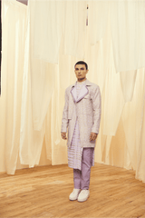 Lilac Trench Jacket, Lilac Long Poloneck Tunic with Lilac Trousers - Kunal Anil Tanna