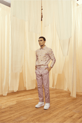 Oyster Beige Bomber Jacket with Oyster Beige Trousers - Kunal Anil Tanna