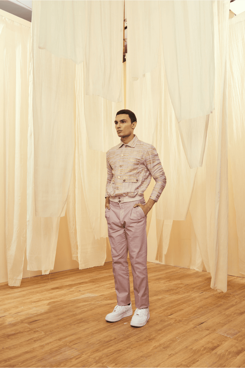 Oyster Beige Bomber Jacket with Oyster Beige Trousers - Kunal Anil Tanna