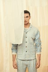 Blue Bandi Jacket with a Blue Poloneck and Blue Trousers - Kunal Anil Tanna