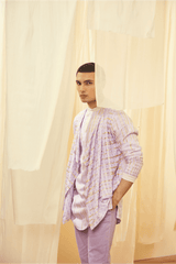Lilac Mock Layered Polo neck Tunic with Lilac Trousers - Kunal Anil Tanna