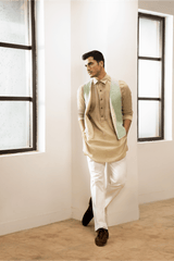 Green waistcoat with kurta and trousers - Kunal Anil Tanna
