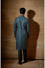 Dark green gotta textured kurta set - Kunal Anil Tanna