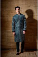 Dark green gotta textured kurta set - Kunal Anil Tanna