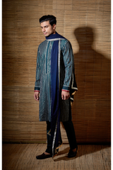 Dark green gotta textured kurta set - Kunal Anil Tanna