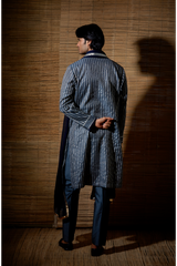 Grey gotta textured kurta set - Kunal Anil Tanna