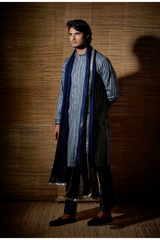 Grey gotta textured kurta set - Kunal Anil Tanna