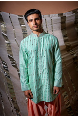 Green gotta textured kurta with salwar - Kunal Anil Tanna