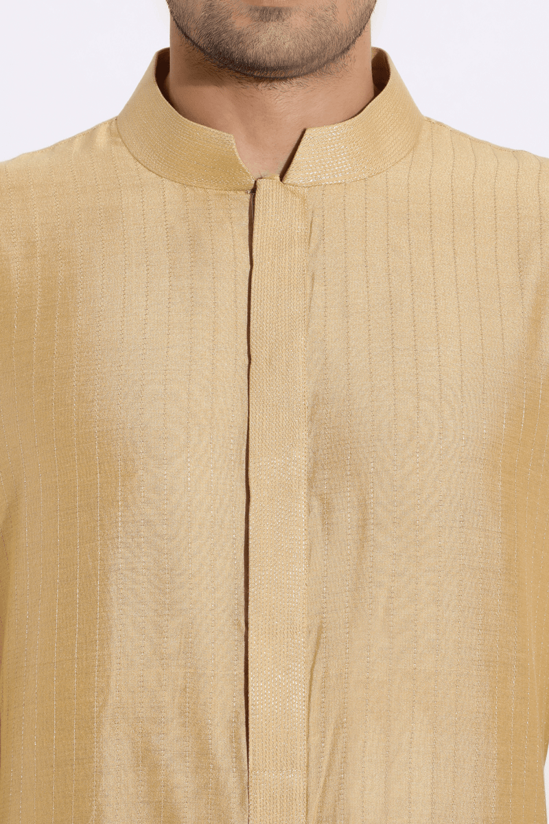 Beige bandi with kurta and aligarhi - Kunal Anil Tanna