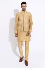 Beige bandi with kurta and aligarhi - Kunal Anil Tanna