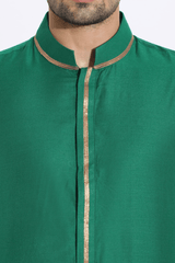 Dark green bandi with kurta and off-white aligarhi - Kunal Anil Tanna