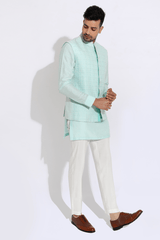 Sky blue bandi with kurta and aligarhi - Kunal Anil Tanna