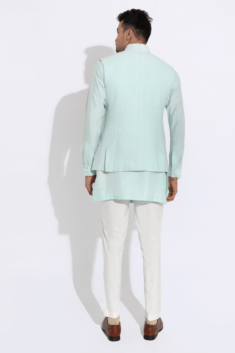 Sky blue bandi with kurta and aligarhi - Kunal Anil Tanna