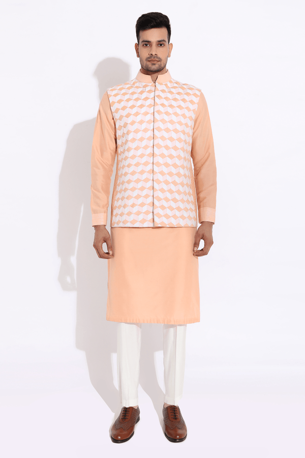 Peach bandi and kurta with aligarhi - Kunal Anil Tanna