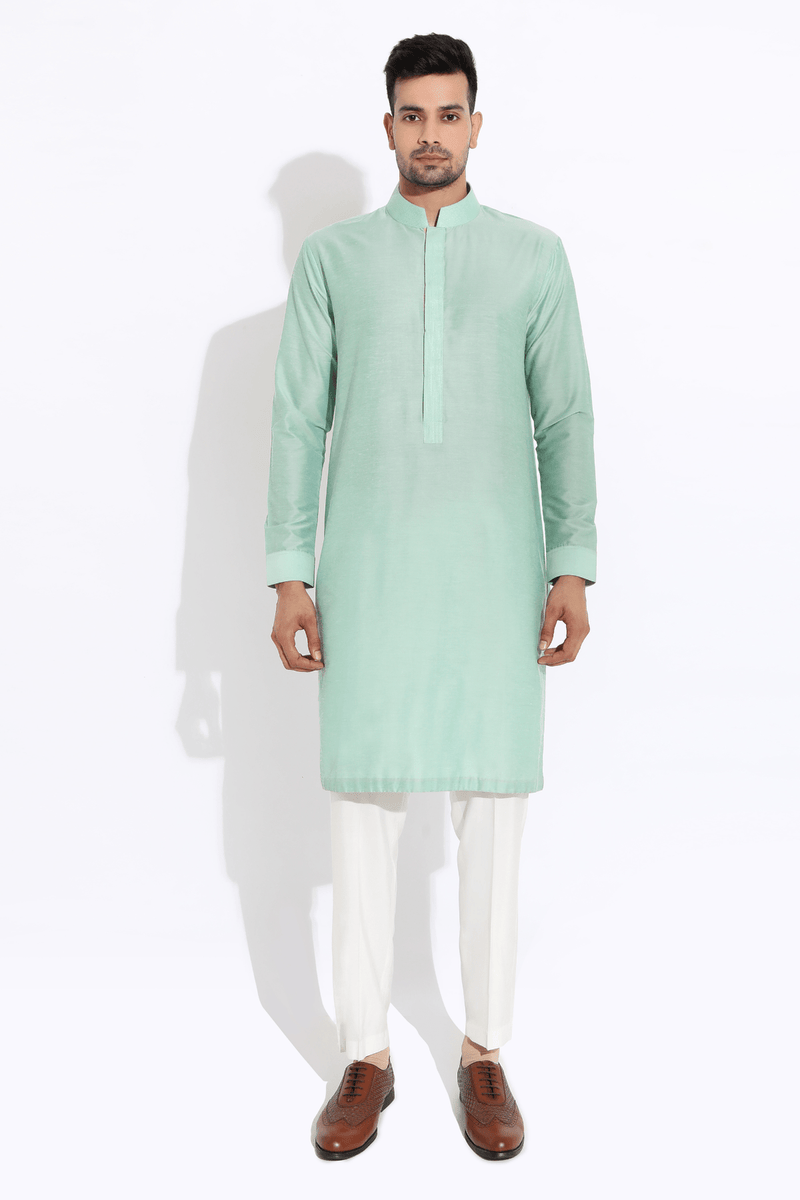 Aqua bandi jacket,Aqua kurta,off-white aligarhi - Kunal Anil Tanna