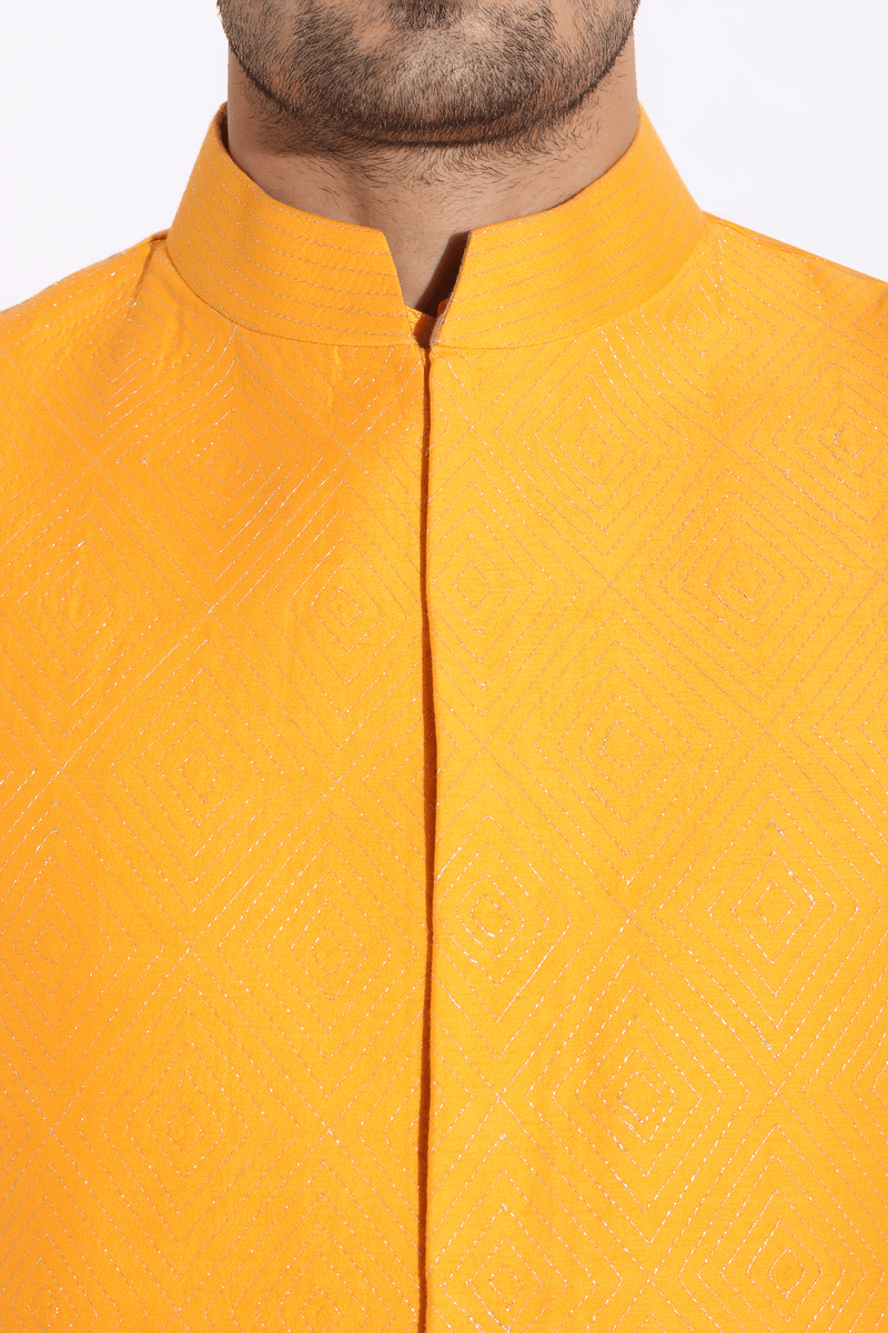Orange bandi jacket,orange kurta,aligarhi - Kunal Anil Tanna
