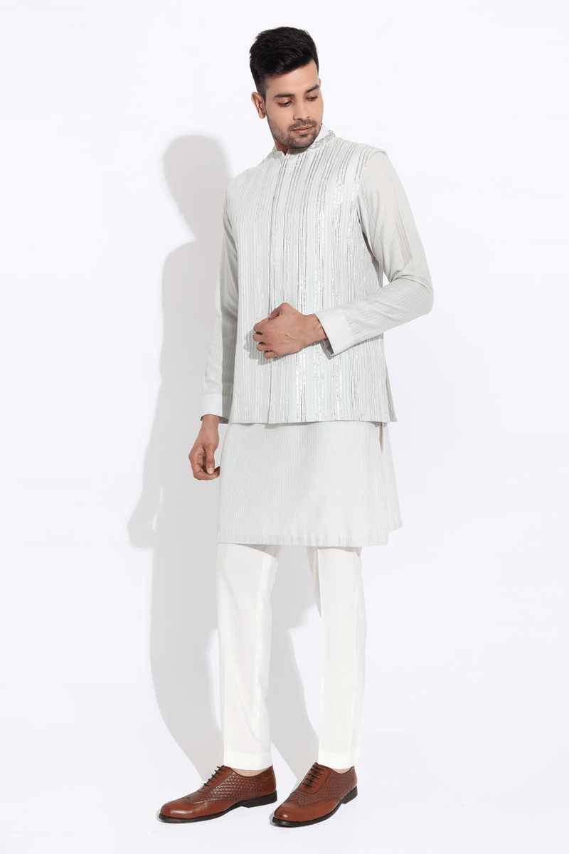 Sky blue bandi with kurta and aligarhi - Kunal Anil Tanna