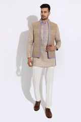 Beige bandi with kurta and aligarhi - Kunal Anil Tanna