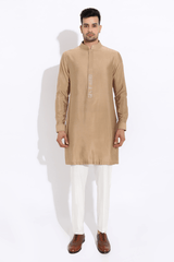 Beige floral bandi,beige short kurta,off-white aligarhi - Kunal Anil Tanna
