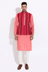 Pink/red bandi with pink kurta and off-white aligarhi - Kunal Anil Tanna