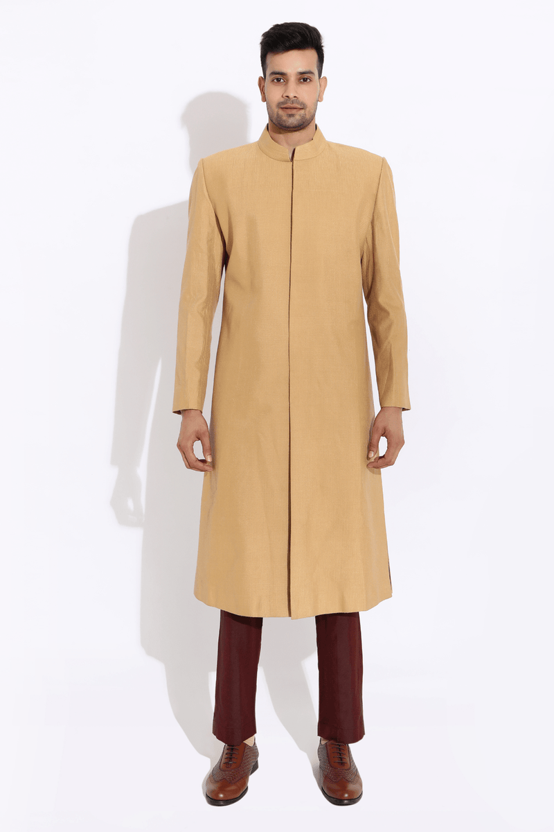 Beige sherwani set - Kunal Anil Tanna