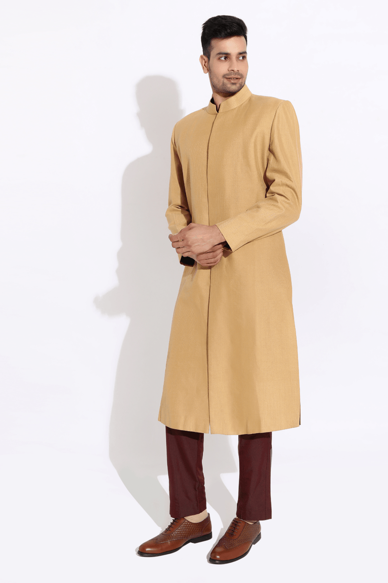 Beige sherwani set - Kunal Anil Tanna